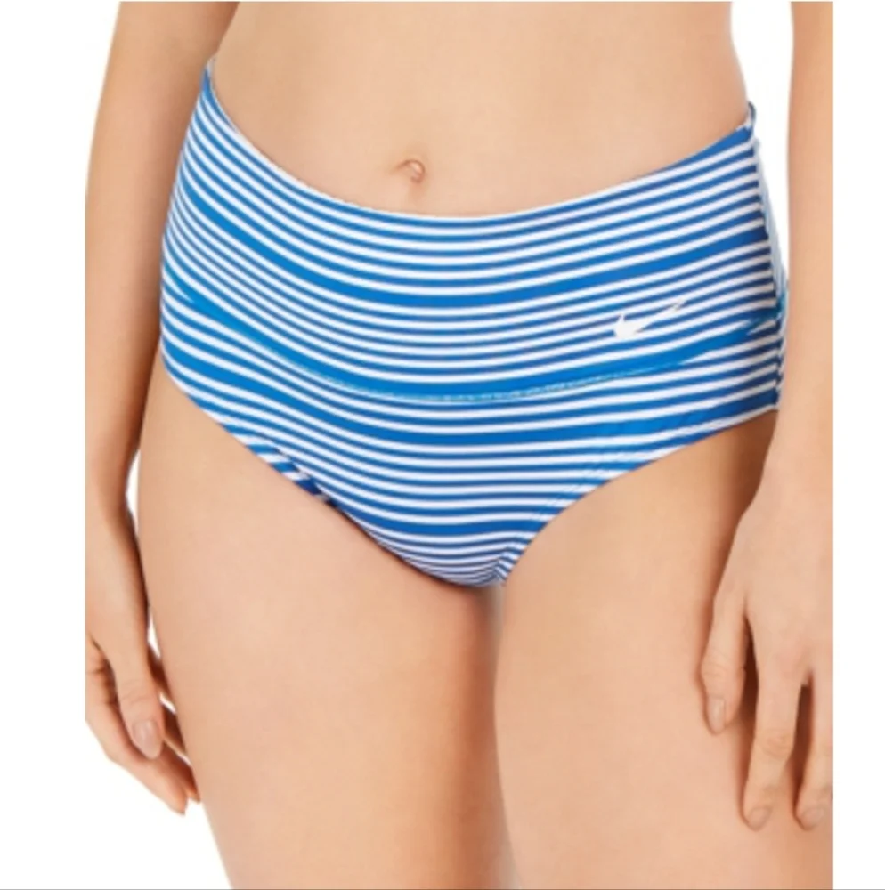 Nike sport mesh high-waist bikini bottom - Small - battle blue/white